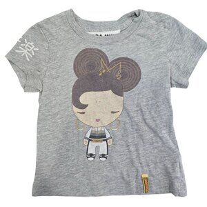 Harajuku Lovers Youth Graphic Tee SZ 4 Gray Cotton Blend Short Sleeve Casual Y2K